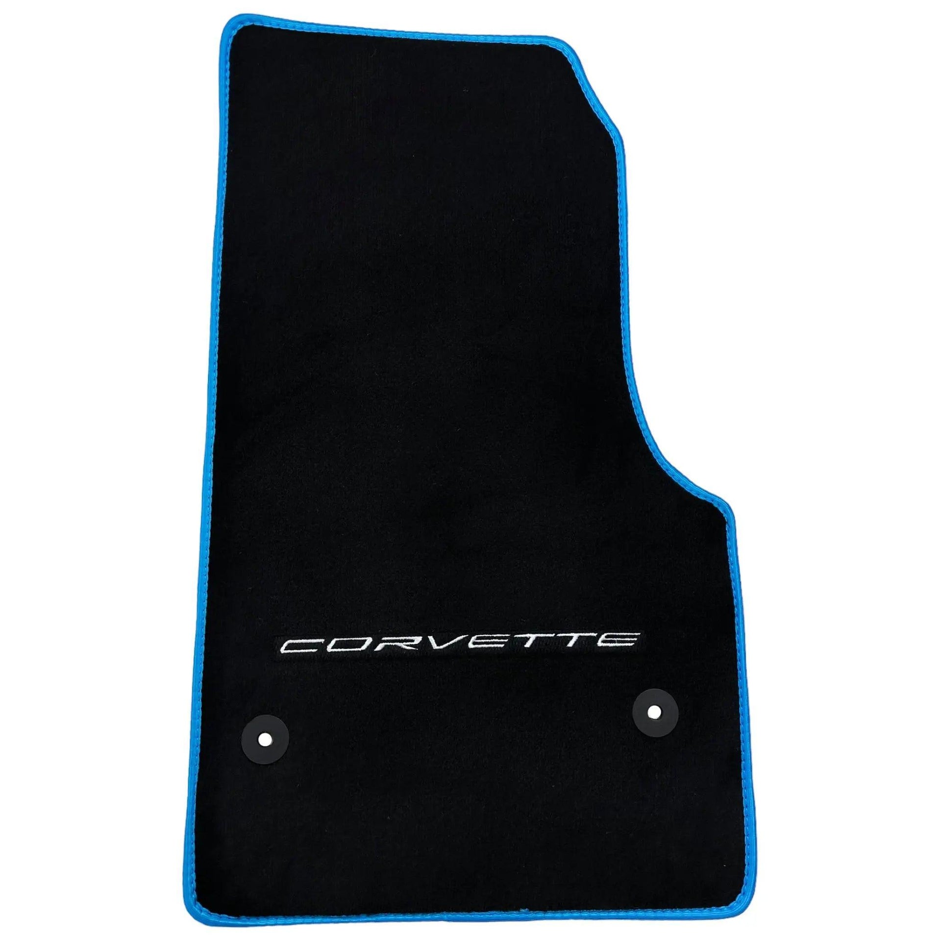 Black Floor Mats For Chevrolet Corvette C8 (2020-2024) with Blue Trim - AutoWin