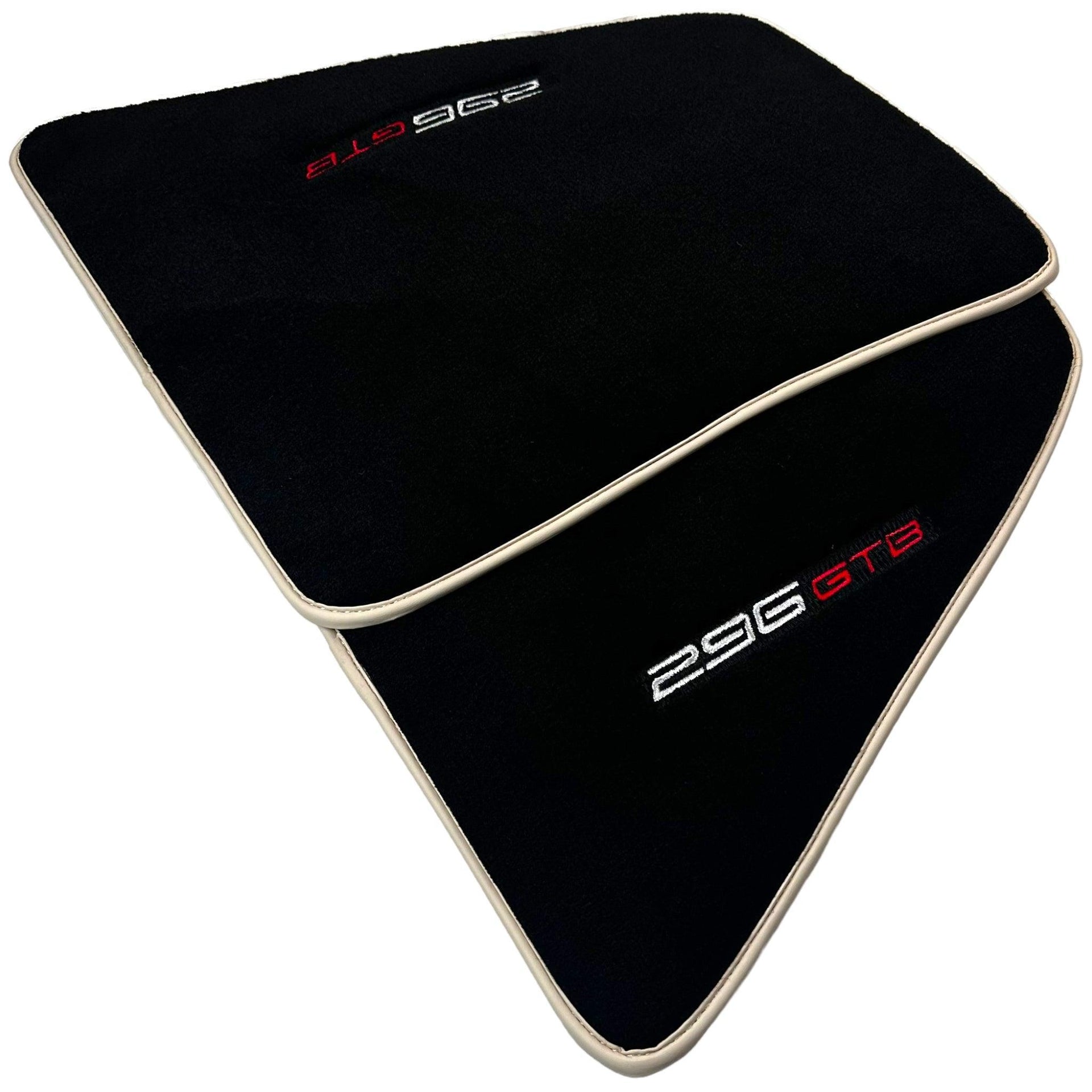 Black Floor Mats for Ferrari 296 GTB (2022-2024) with Beige Trim - AutoWin