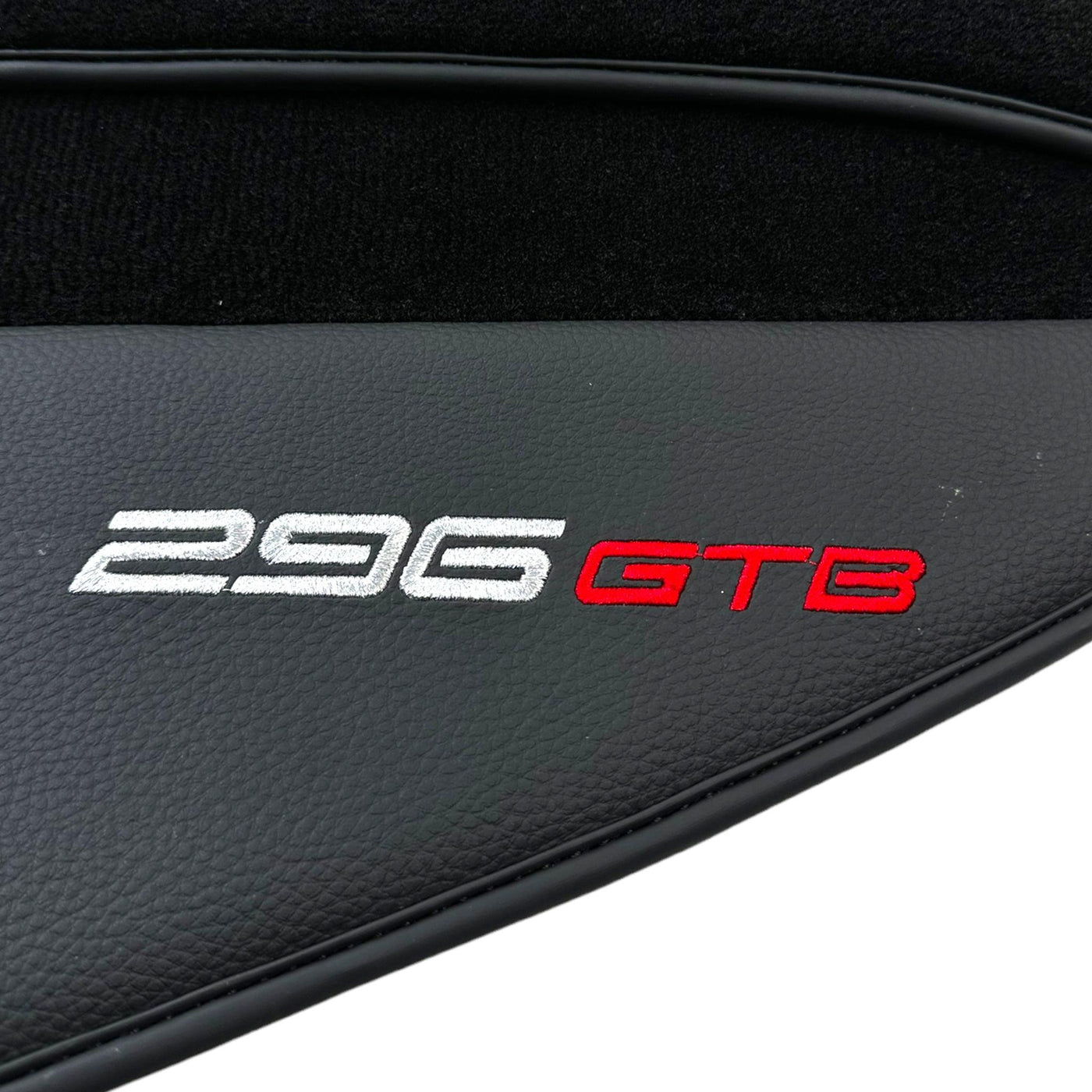 Black Floor Mats for Ferrari 296 GTB (2022-2024) with Leather - AutoWin