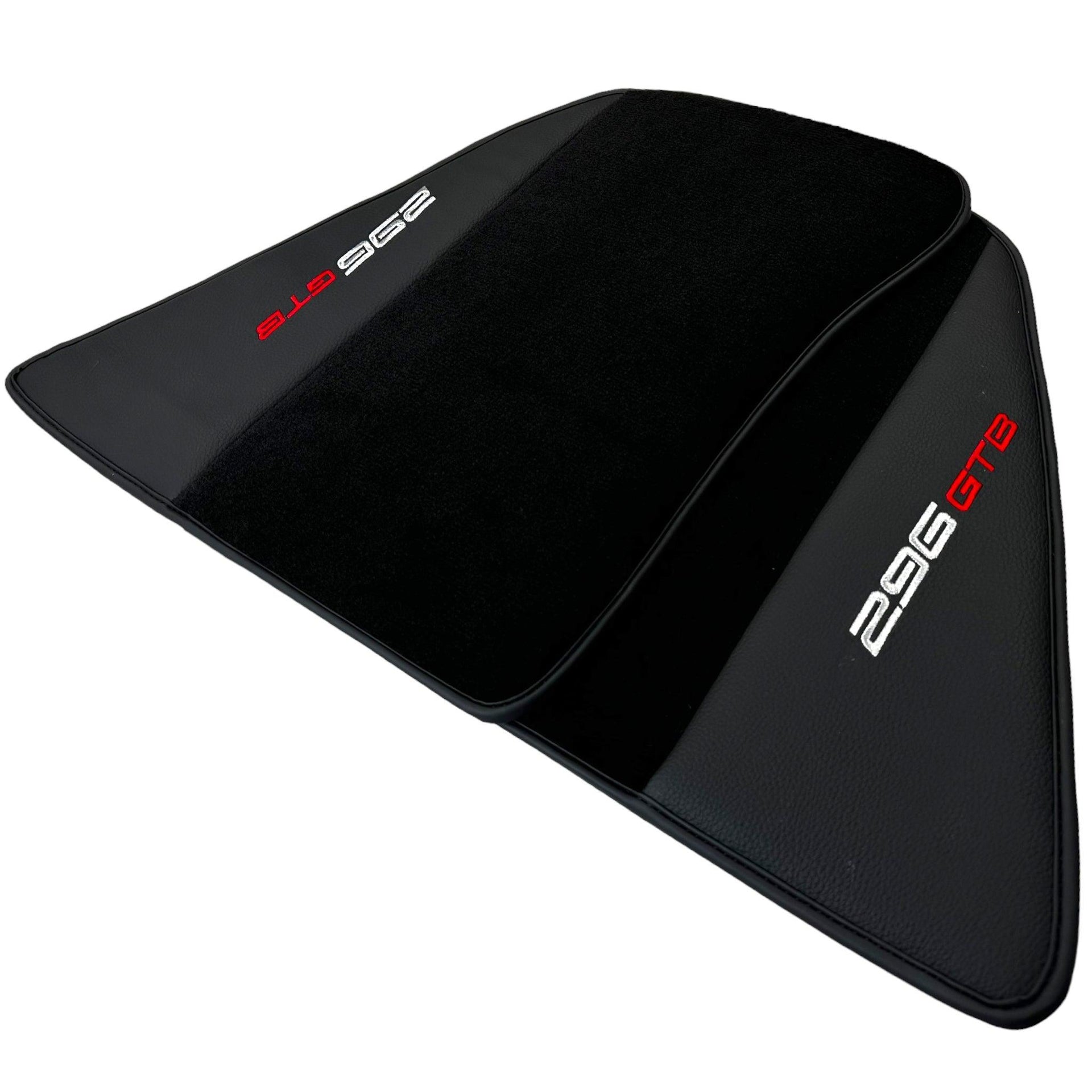 Black Floor Mats for Ferrari 296 GTB (2022-2024) with Leather - AutoWin