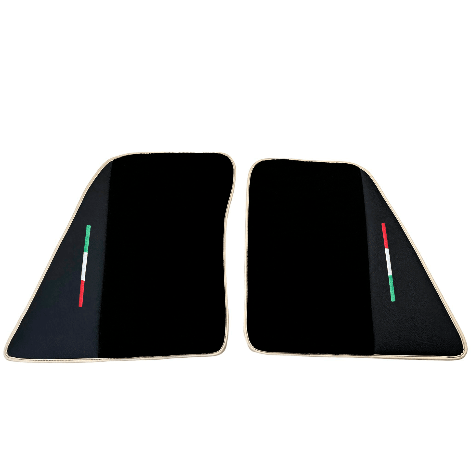 Black Floor Mats for Ferrari 296 GTB (2022-2024) with Leather | Beige Trim - AutoWin