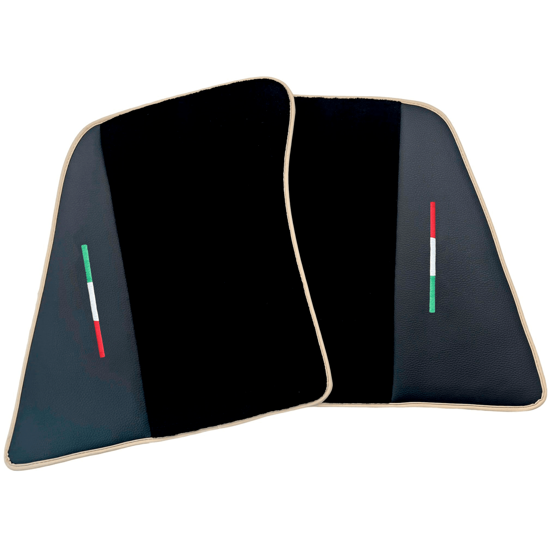 Black Floor Mats for Ferrari 296 GTS (2022-2024) with Leather and Beige Trim - AutoWin