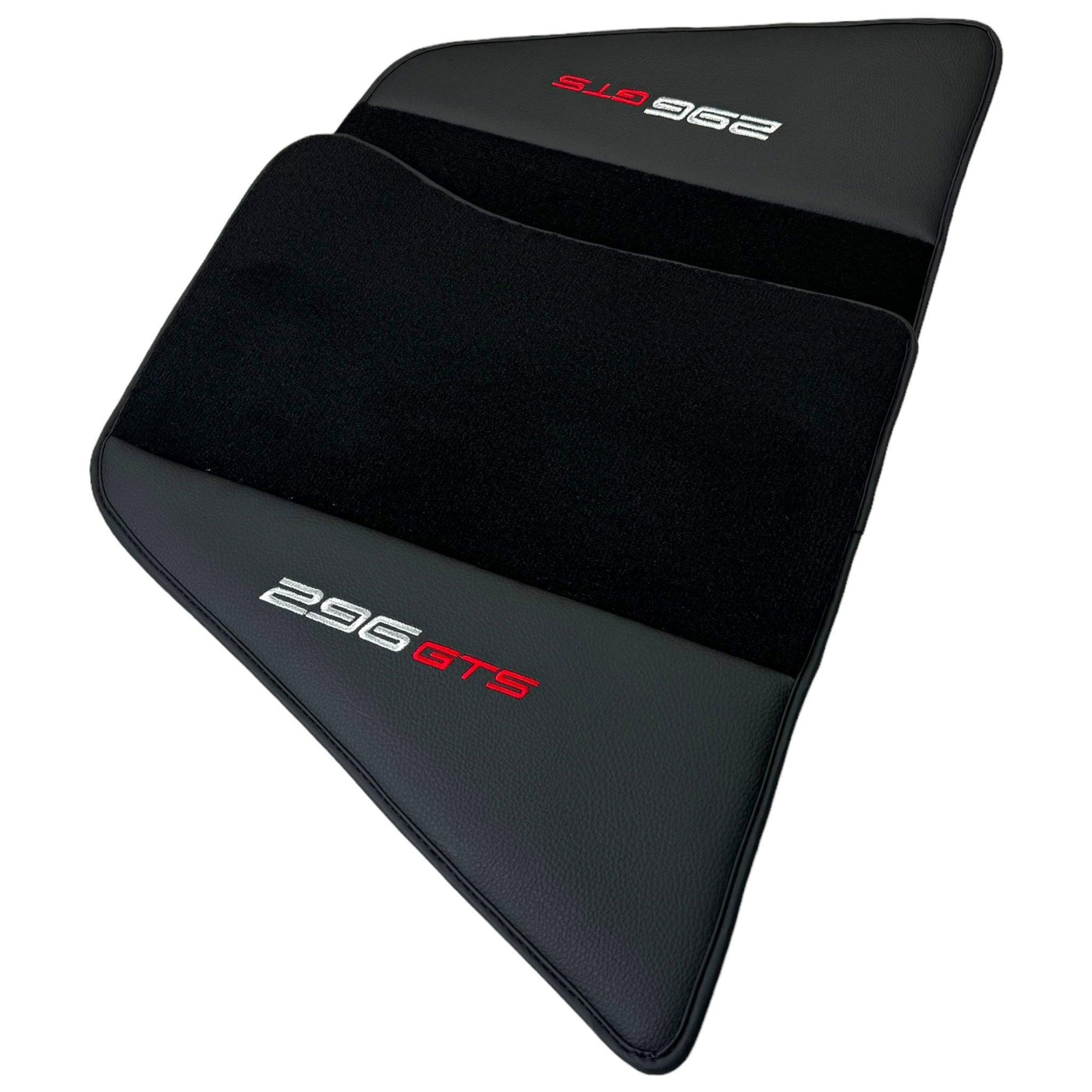 Black Floor Mats for Ferrari 296 GTS (2022-2024) with Leather - AutoWin