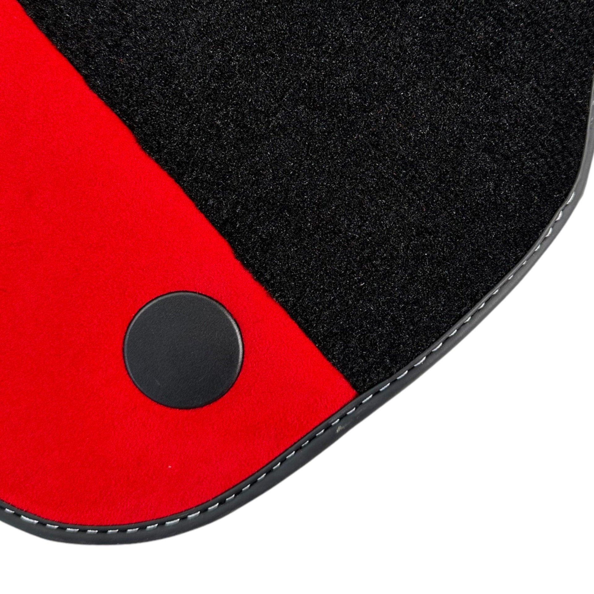 Black Floor Mats for Ferrari 812 GTS (2019-2023) with Red Alcantara Leather - AutoWin