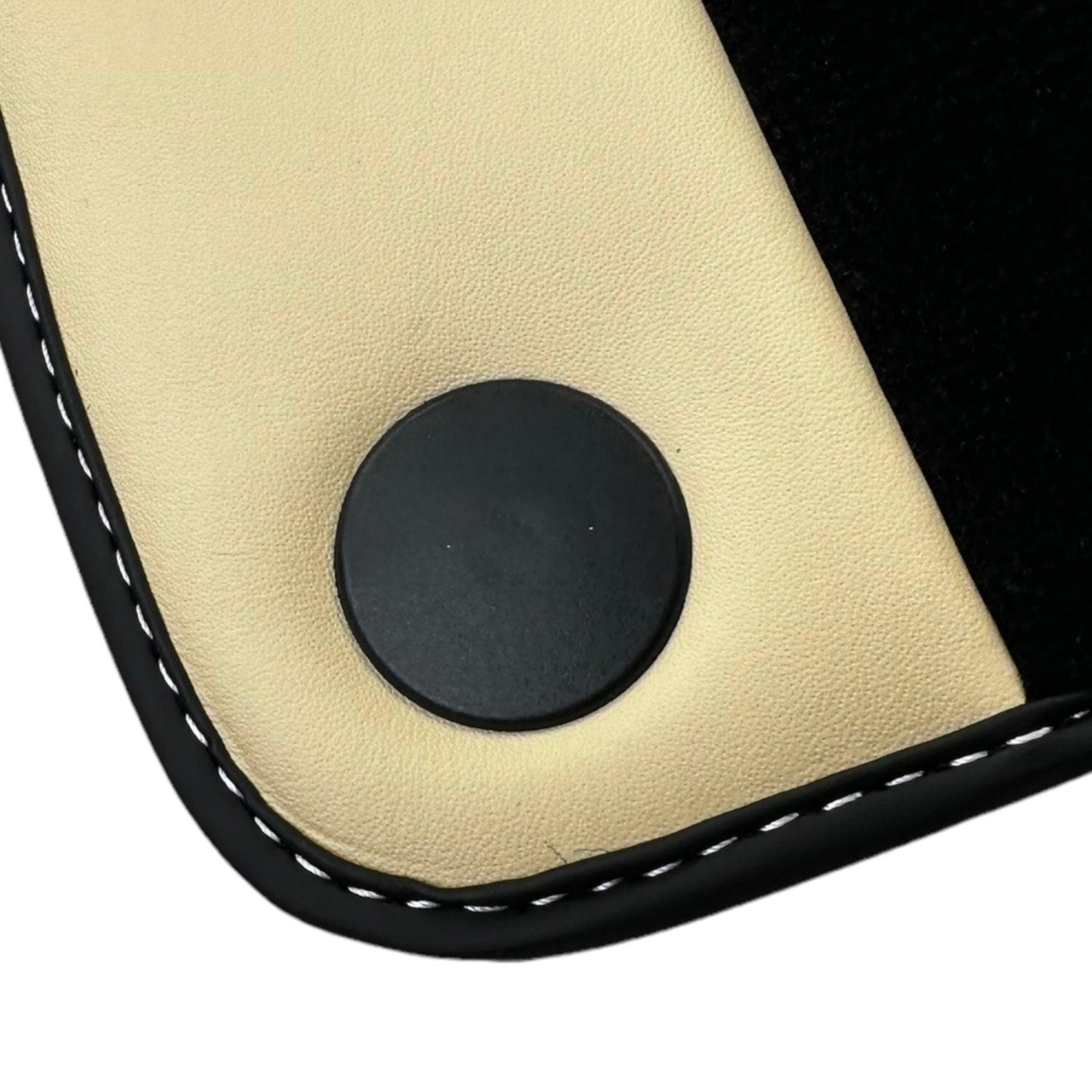 Black Floor Mats for Ferrari California (2008-2014) with Crema Nappa Leather - AutoWin