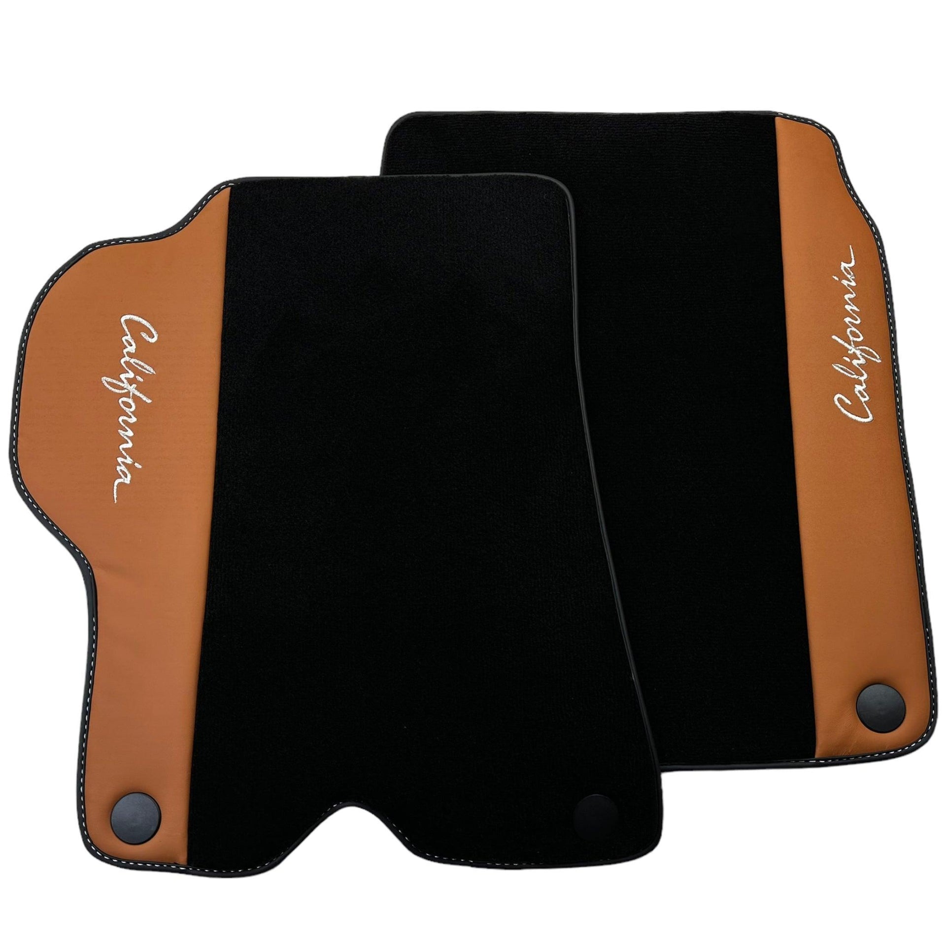 Black Floor Mats for Ferrari California (2008-2014) with Cuoio Nappa Leather - AutoWin