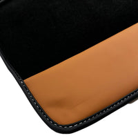 Black Floor Mats for Ferrari California T (2015-2018) with Cuoio Nappa Leather - AutoWin