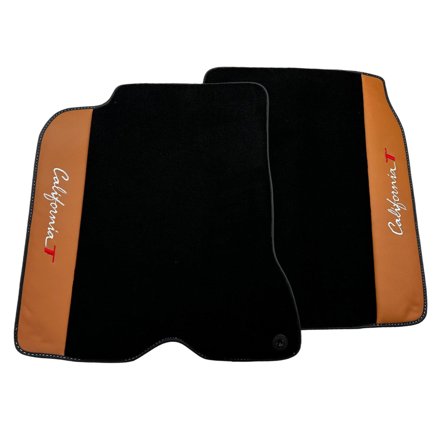 Black Floor Mats for Ferrari California T (2015-2018) with Cuoio Nappa Leather - AutoWin