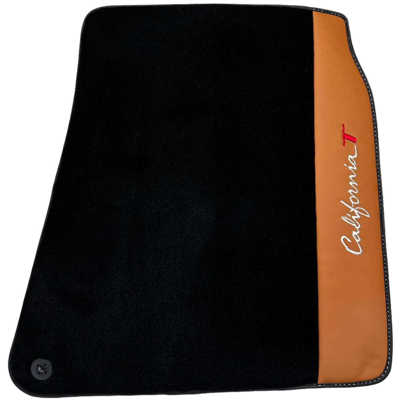 Black Floor Mats for Ferrari California T (2015-2018) with Cuoio Nappa Leather - AutoWin
