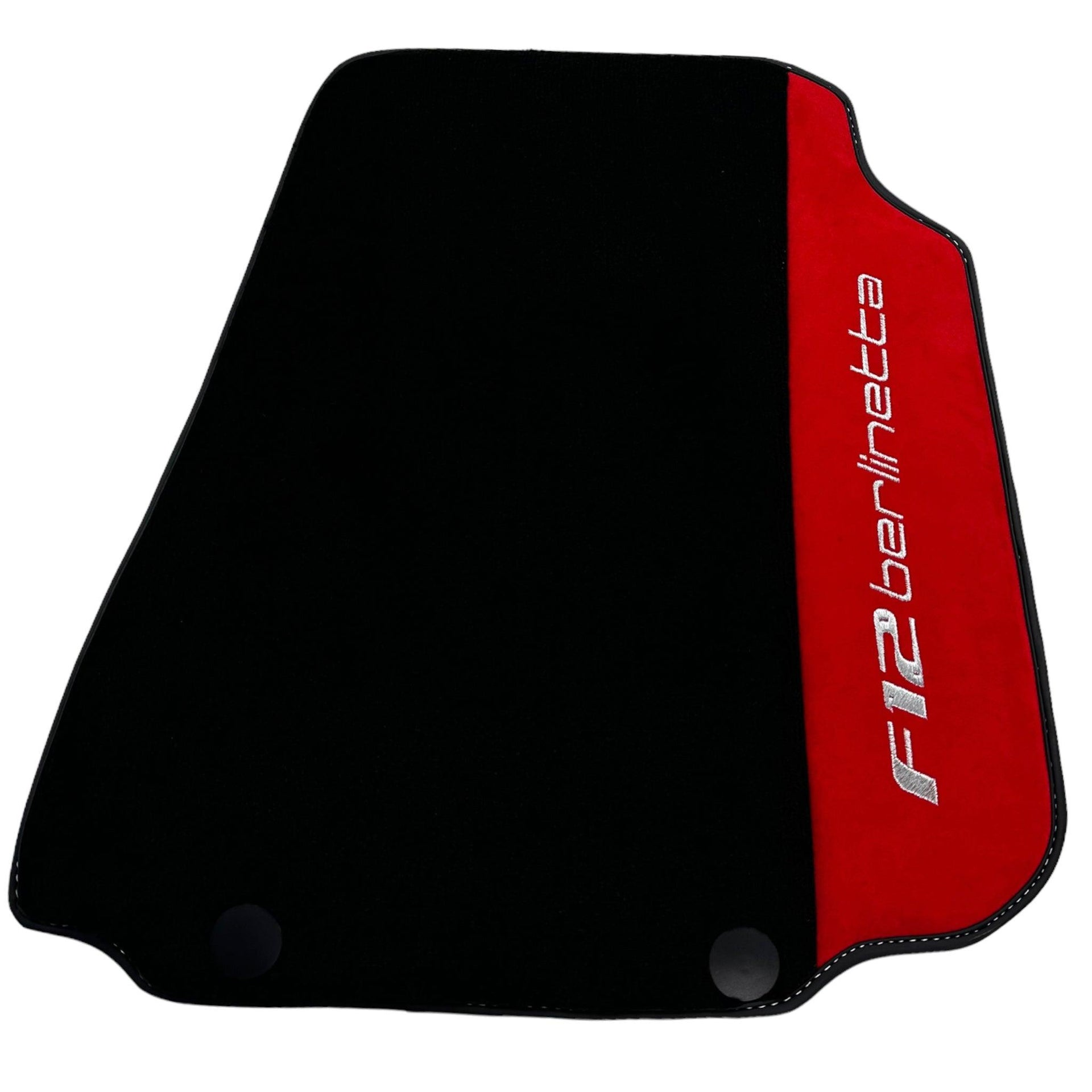Black Floor Mats for Ferrari F12 Berlinetta (2012-2022) with Red Alcantara Leather - AutoWin