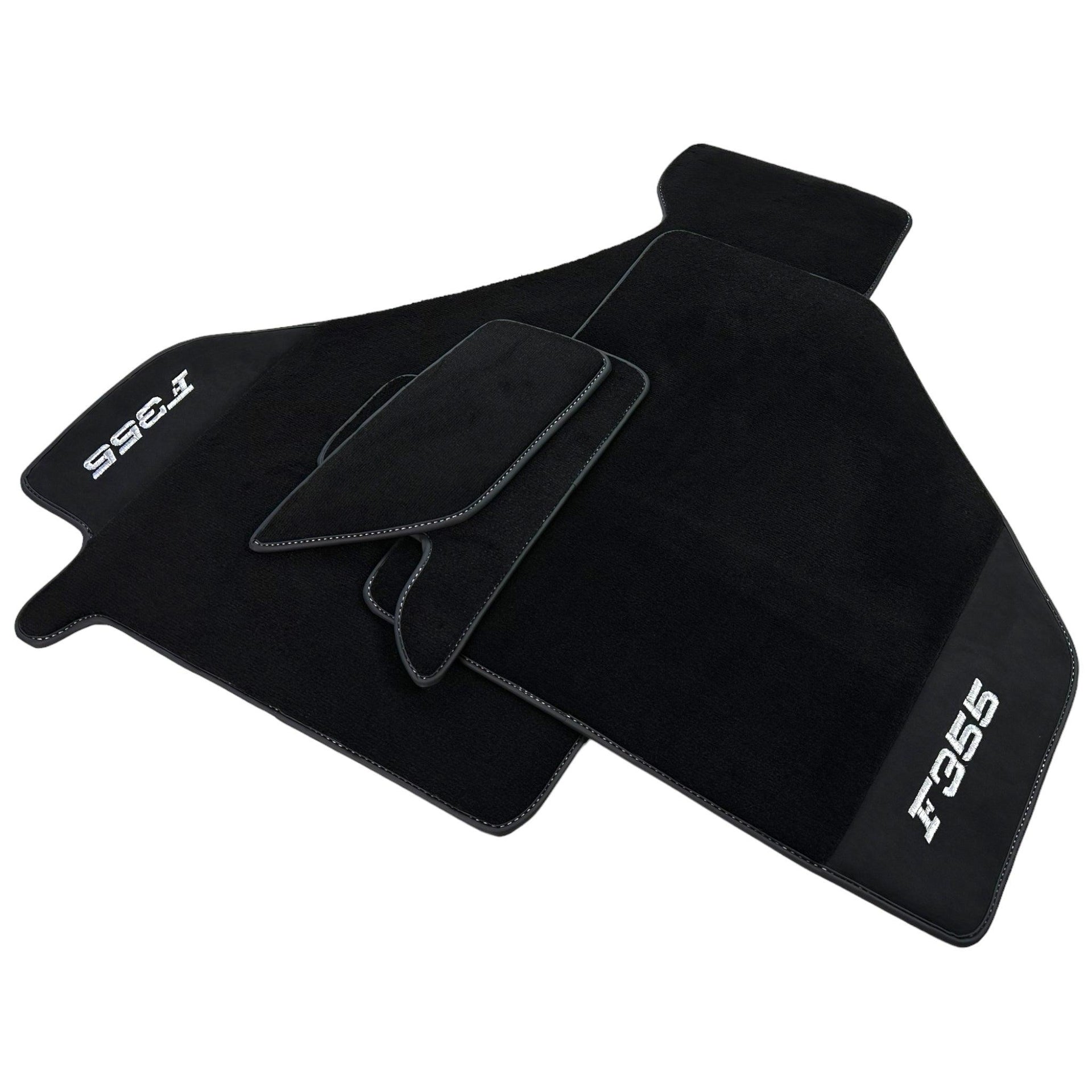 Black Floor Mats For Ferrari F355 1994-1999 With Alcantara Leather - AutoWin