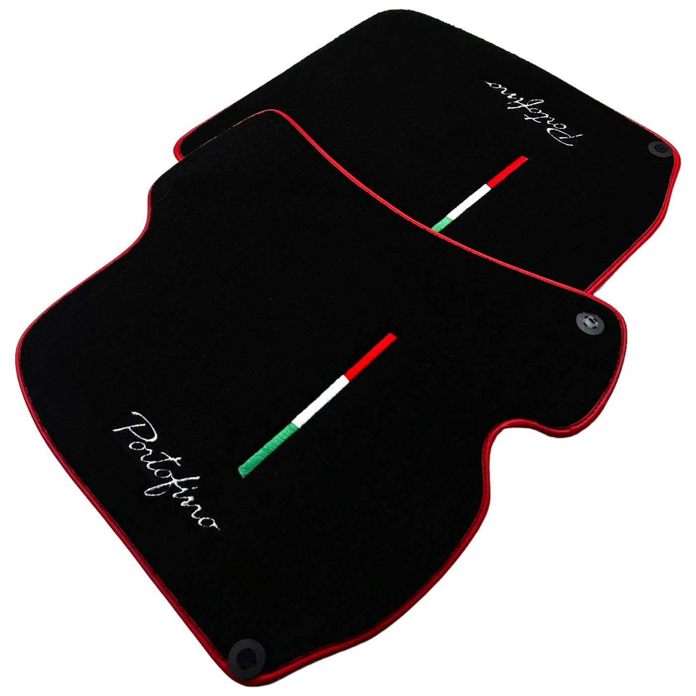 Black Floor Mats for Ferrari Portofino (2018-2023) Italian Edition with Red Trim - AutoWin