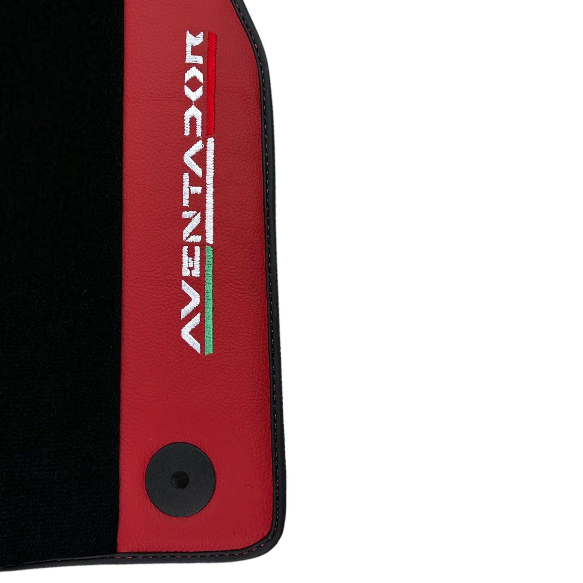 Black Floor Mats for Lamborghini Aventador With Red Leather - AutoWin