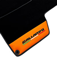 Black Floor Mats for Lamborghini Gallardo With Orange Arancia Leonis Nappa Leather - AutoWin