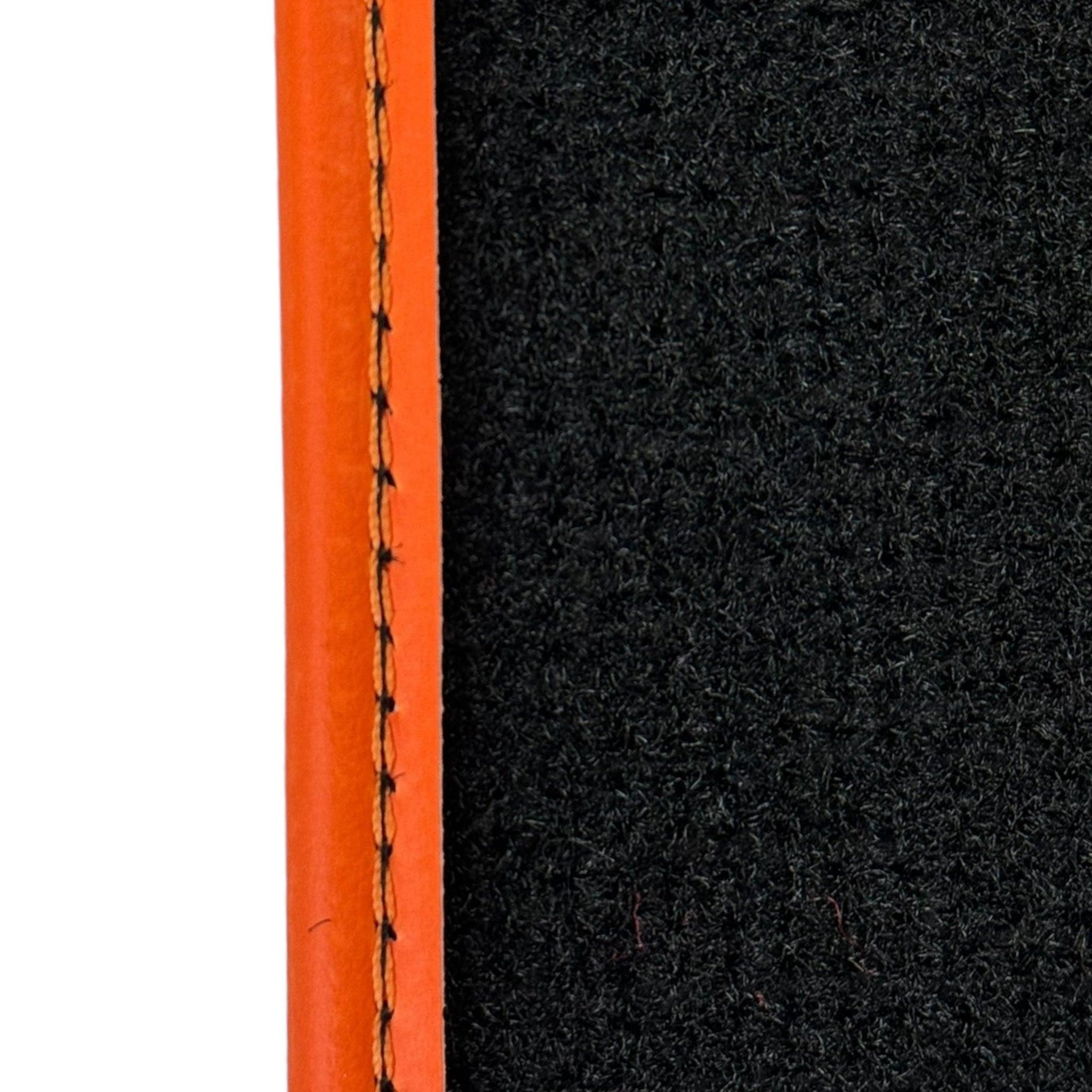 Black Floor Mats for Lamborghini Huracan (2014-2023) with Orange Leather Trim - AutoWin