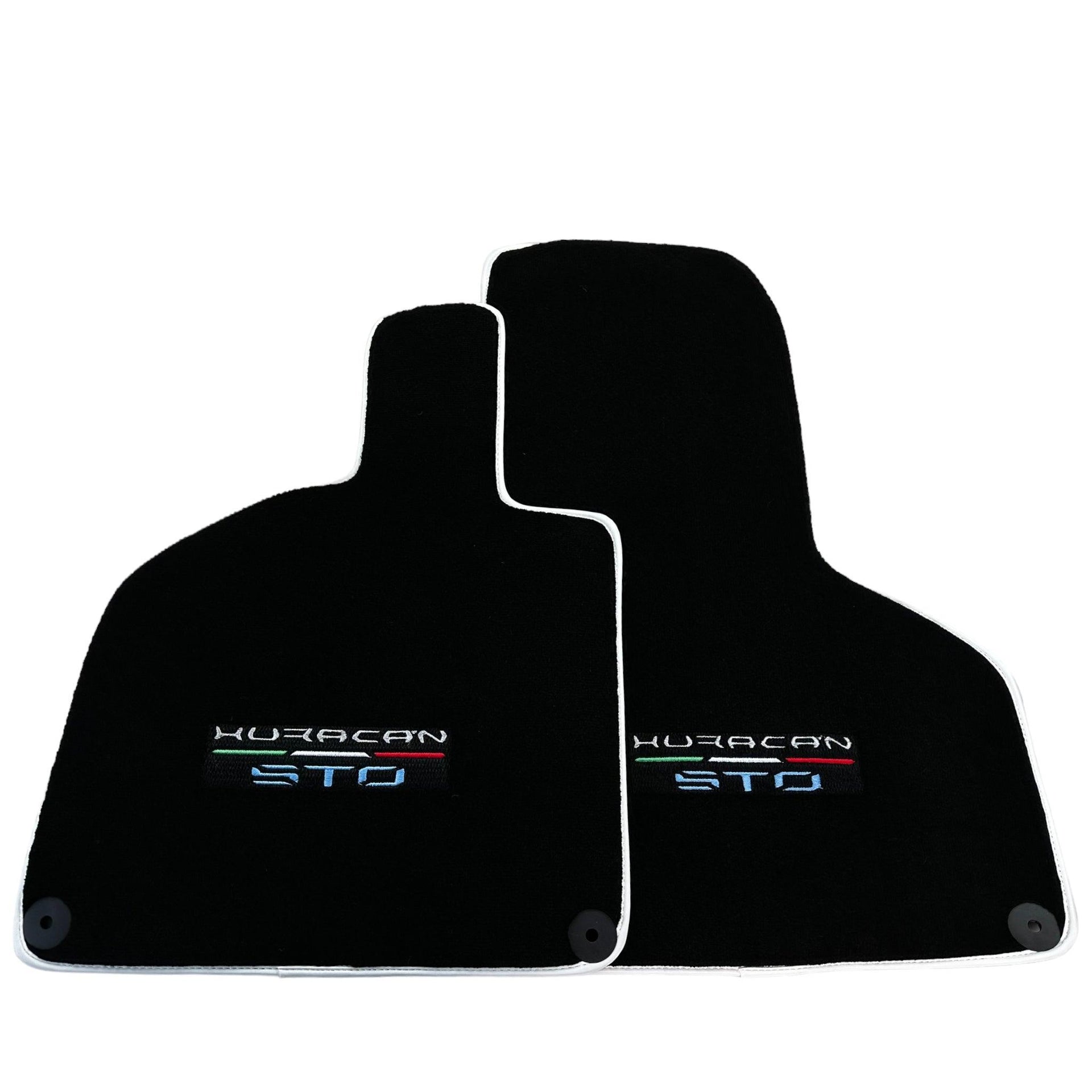 Custom Black Floor Mats for Lamborghini Huracan STO - White Trim
