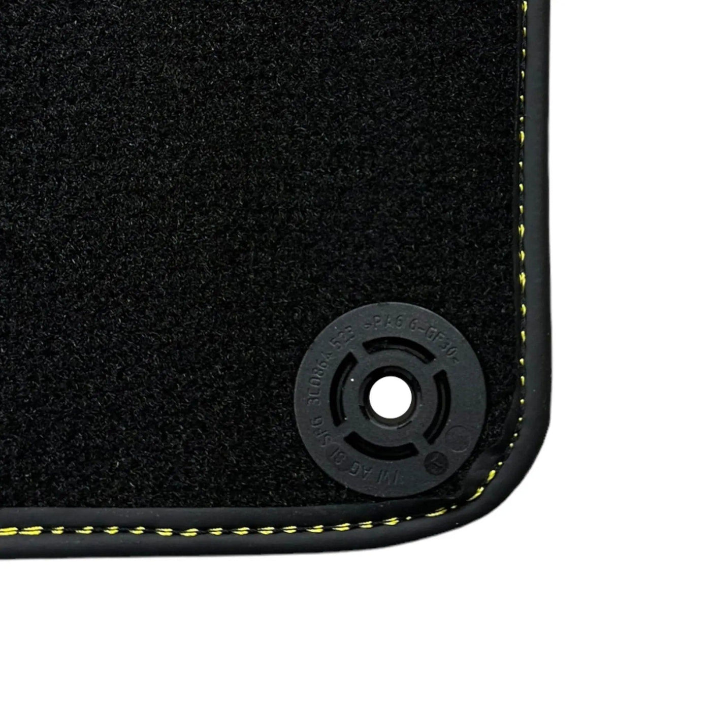 Black Floor Mats for Lamborghini Huracan with Yellow Alcantara Leather - AutoWin