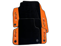 Black Floor Mats For Lamborghini Urus S With Orange Alcantara Leather - AutoWin