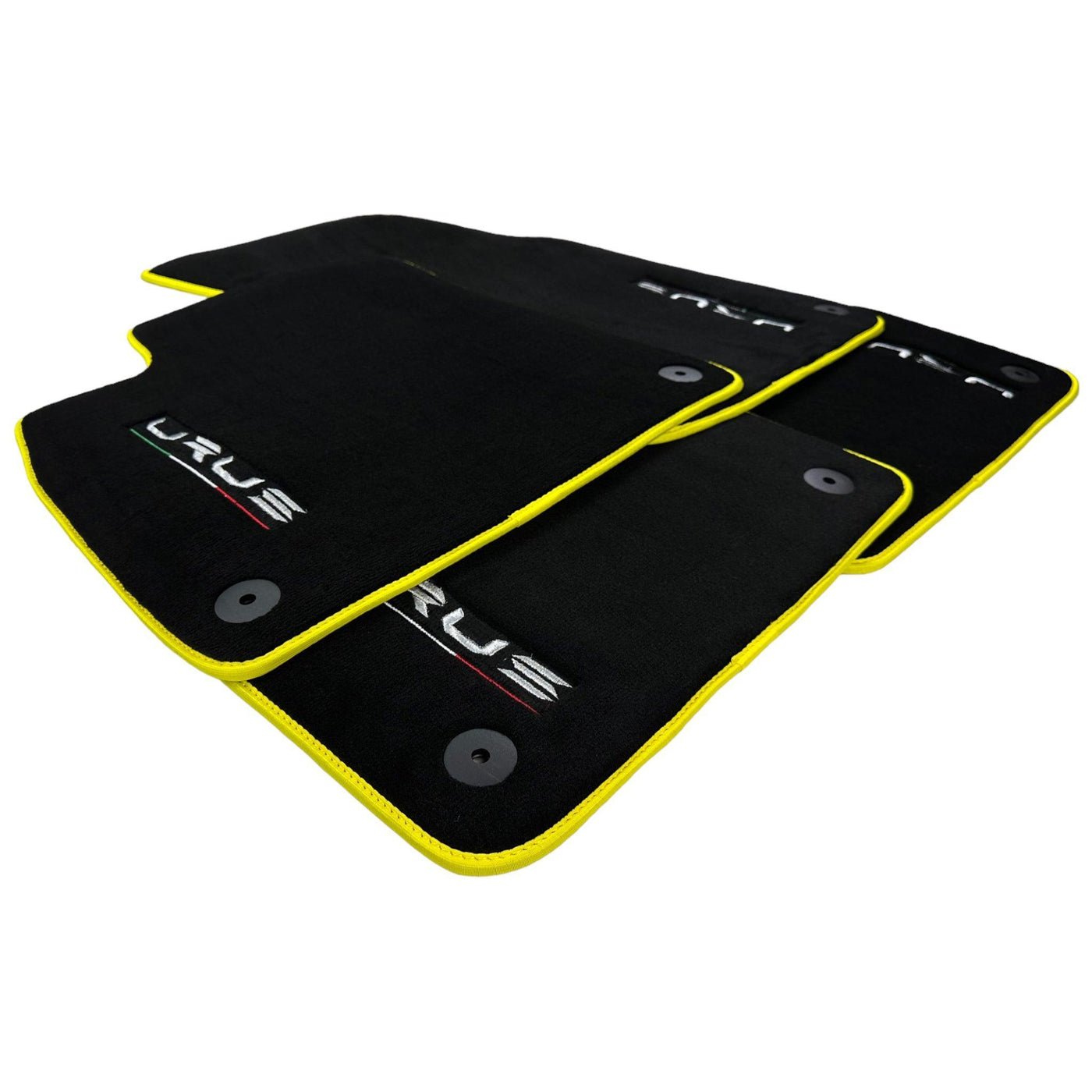 Black Floor Mats For Lamborghini Urus Tailored With Yellow Trim - AutoWin