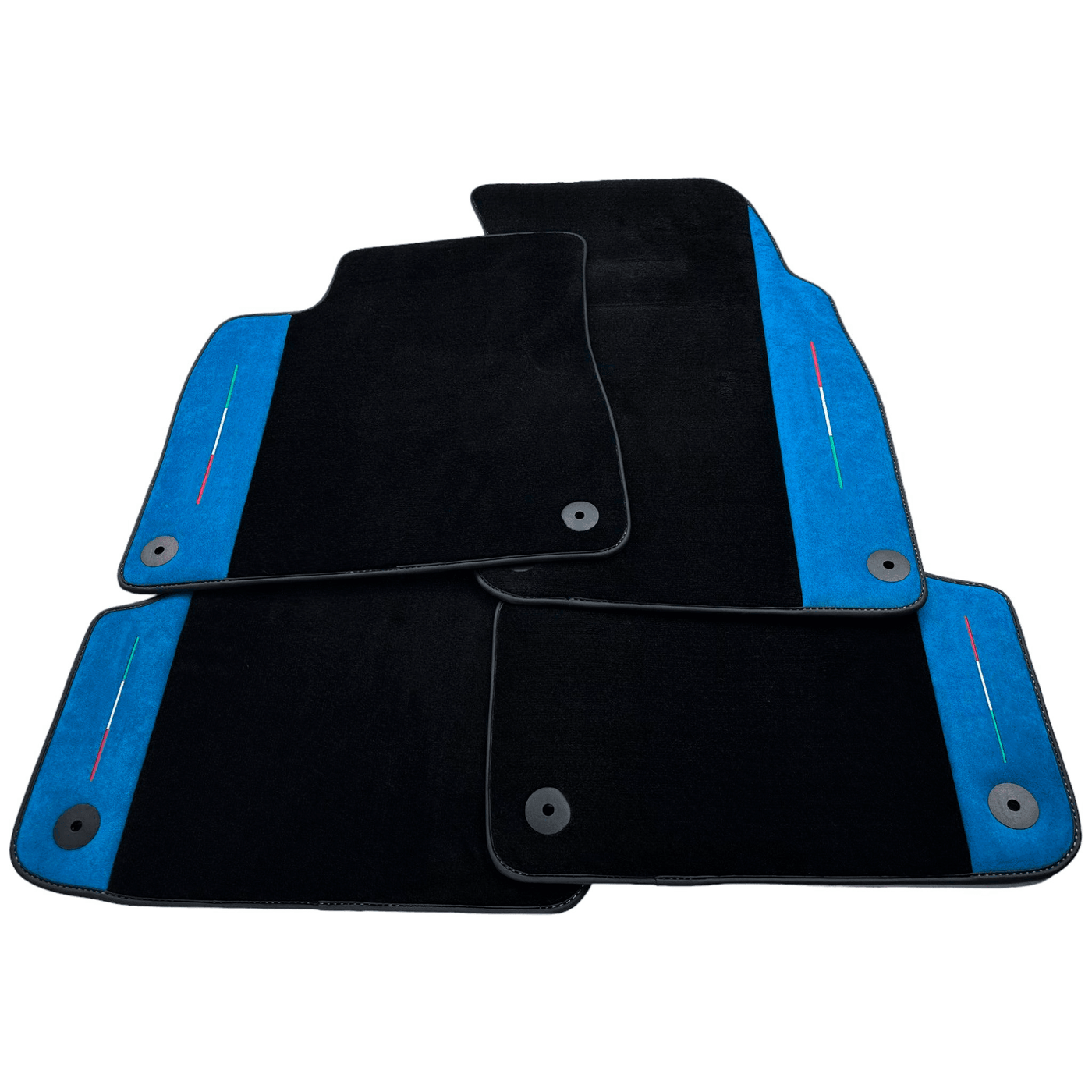 Black Floor Mats For Lamborghini Urus With Blue Alcantara Leather - AutoWin