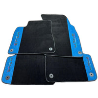 Black Floor Mats For Lamborghini Urus With Blue Alcantara Leather - AutoWin