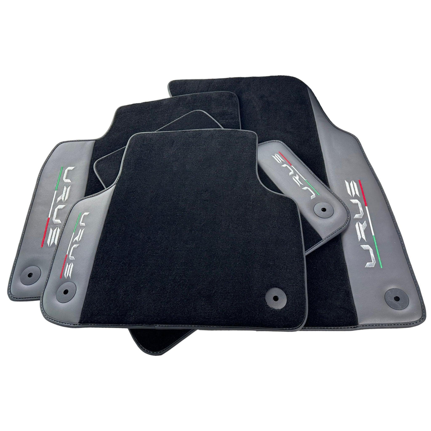 Black Floor Mats for Lamborghini Urus With Dark Gray Leather - AutoWin