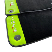 Black Floor Mats for Lamborghini Urus With Green Leather - AutoWin