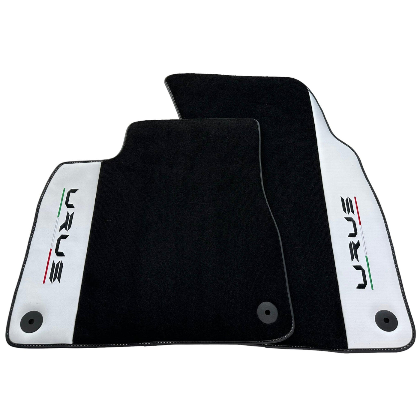 Black Floor Mats for Lamborghini Urus With White Leather - AutoWin