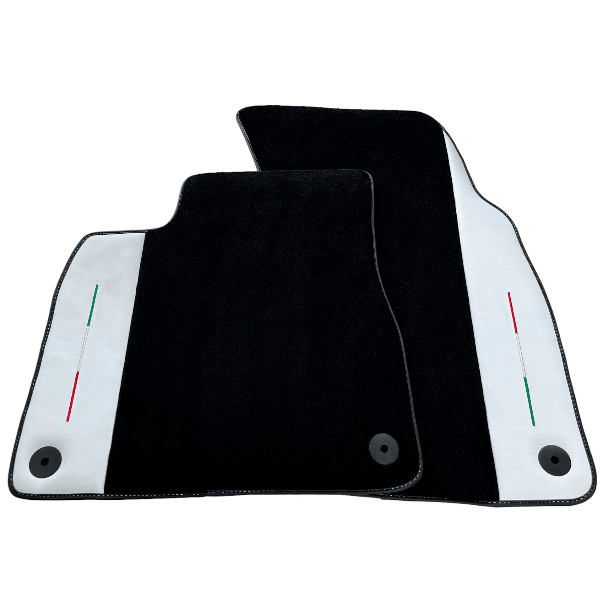 Black Floor Mats for Lamborghini Urus With White Leather - AutoWin