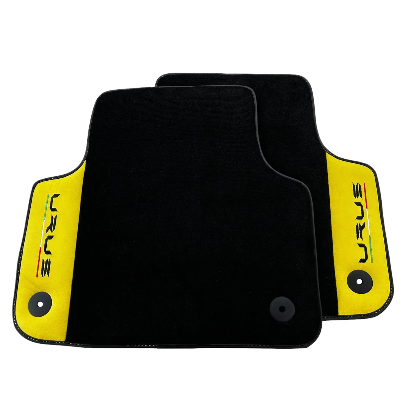 Black Floor Mats For Lamborghini Urus With Yellow Alcantara Leather - AutoWin