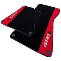 Black Floor Mats For McLaren 650S Black Tailored With Red Alcantara Leather - AutoWin