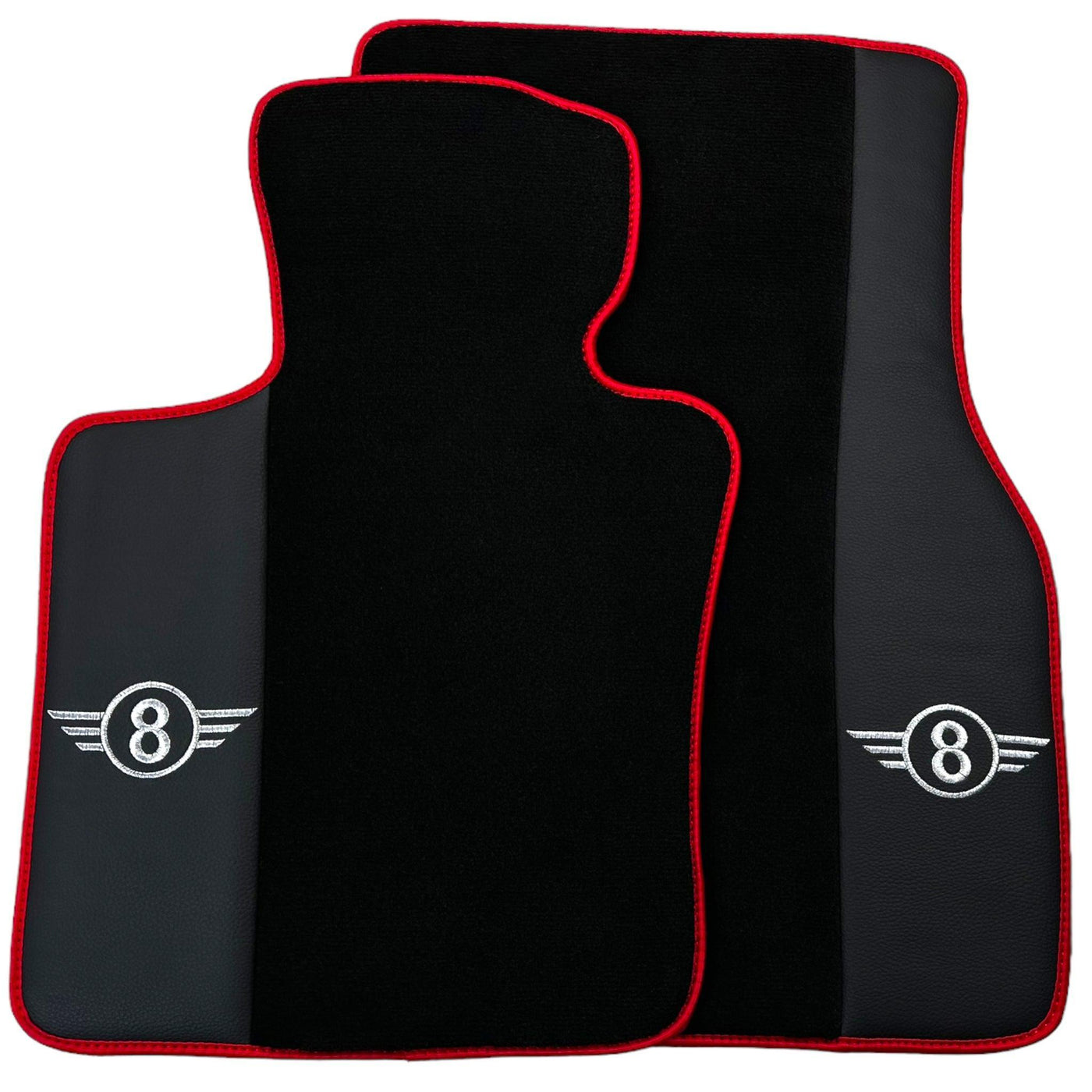 Black Floor Mats for Mini Clubman R55 (2007-2015) With Leather | Red Trim - AutoWin