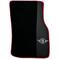 Black Floor Mats for Mini Cooper / One Electric (2020-2023) With Leather | Red Trim - AutoWin