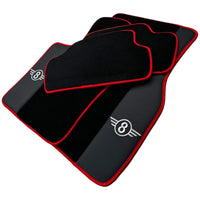 Black Floor Mats for Mini Cooper / One R50 (2001-2007) With Leather | Red Trim - AutoWin