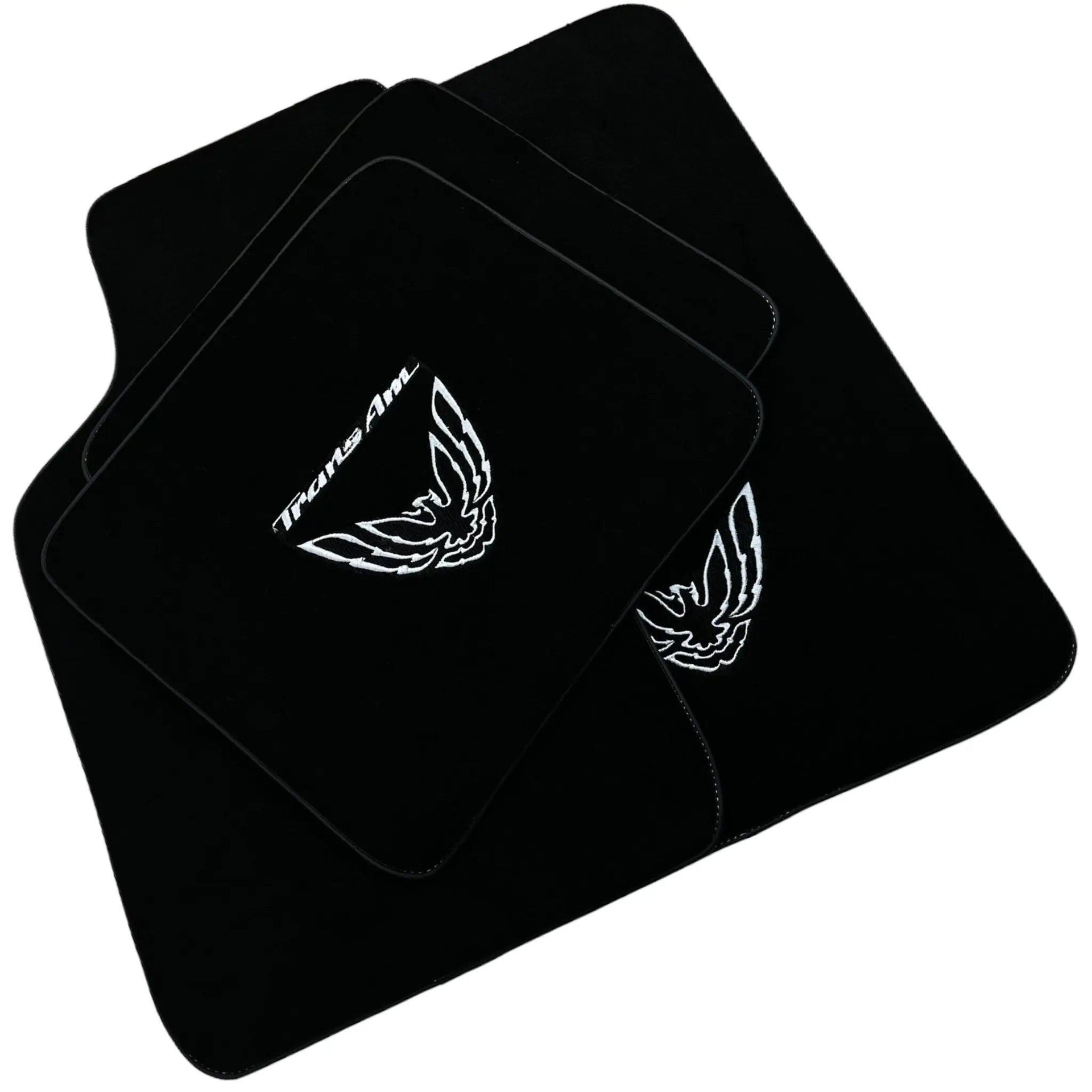Black Floor Mats for Pontiac FireBird (1970-1981) with Trans Am Logo - AutoWin