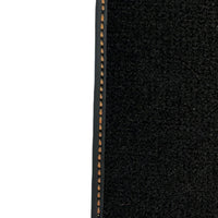 Black Floor Mats for Porsche 718 Boxster (2016-2023) with Orange Alcantara Leather ER56 Design - AutoWin