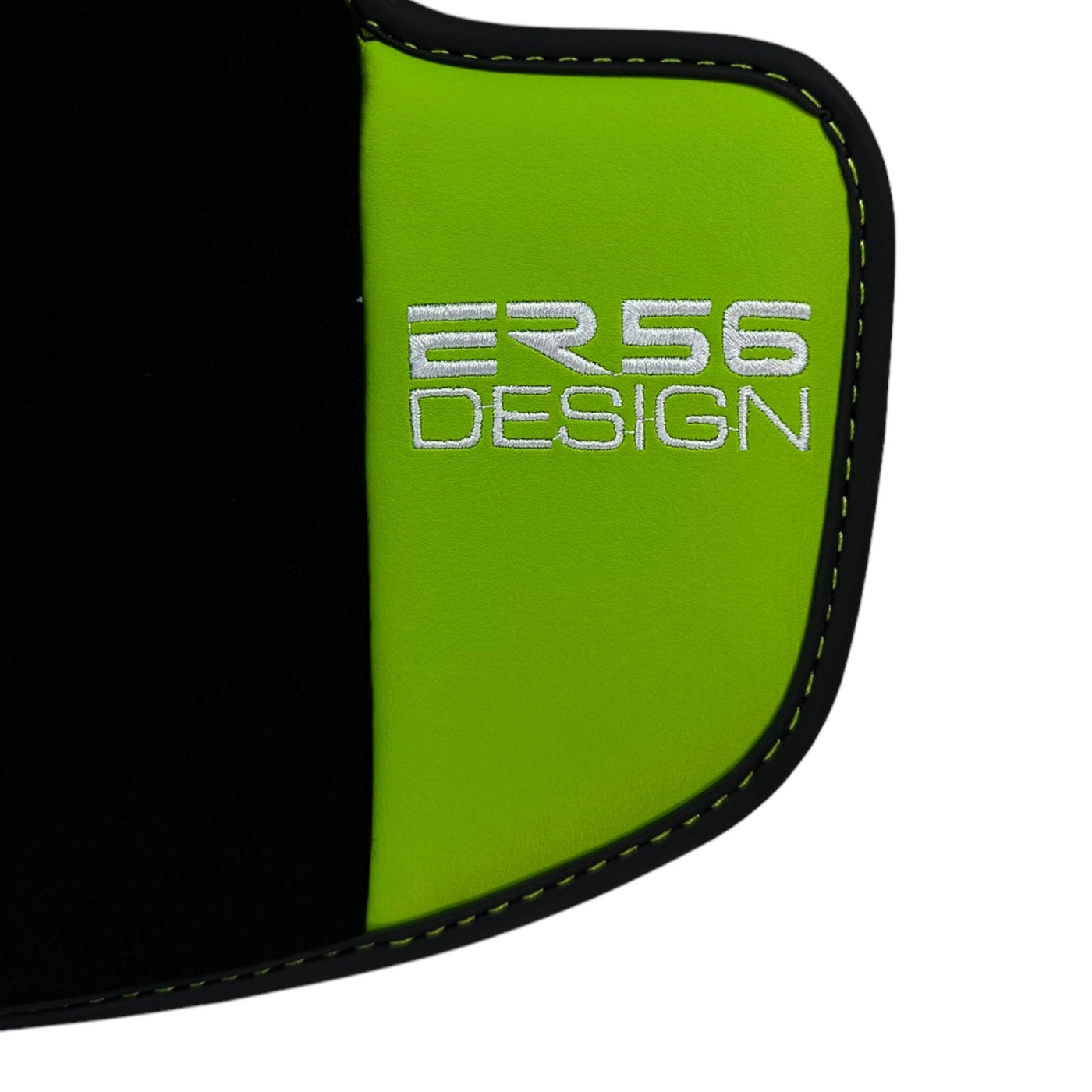 Black Floor Mats for Porsche 911 - 992 (2019-2024) with Green Leather ER56 Design - AutoWin