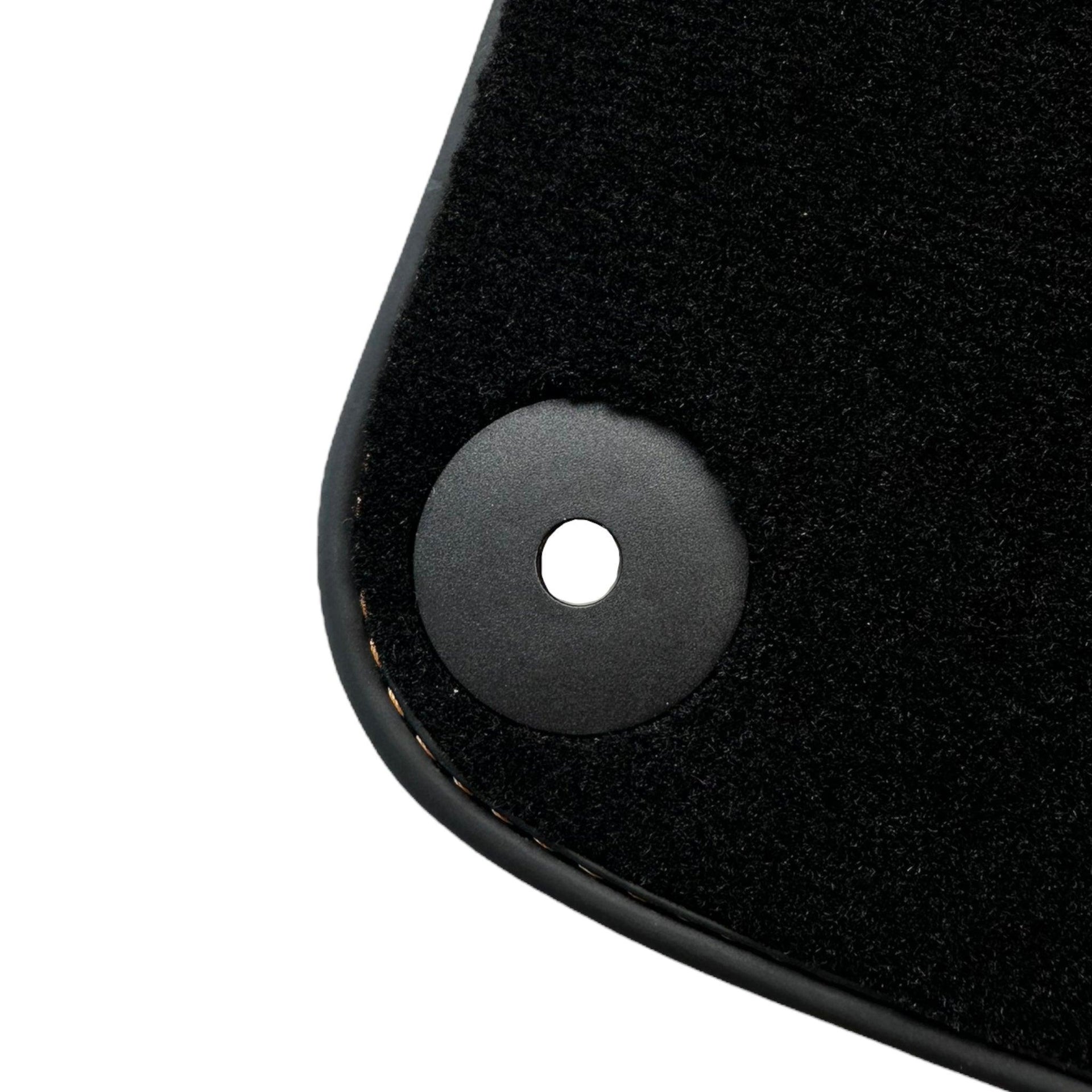 Black Floor Mats for Porsche 981 Boxster (2013-2016) with Orange Alcantara Leather ER56 Design - AutoWin