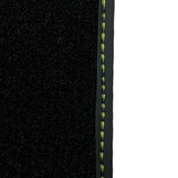 Black Floor Mats for Porsche Cayenne (2003-2010) with Green Leather ER56 Design - AutoWin