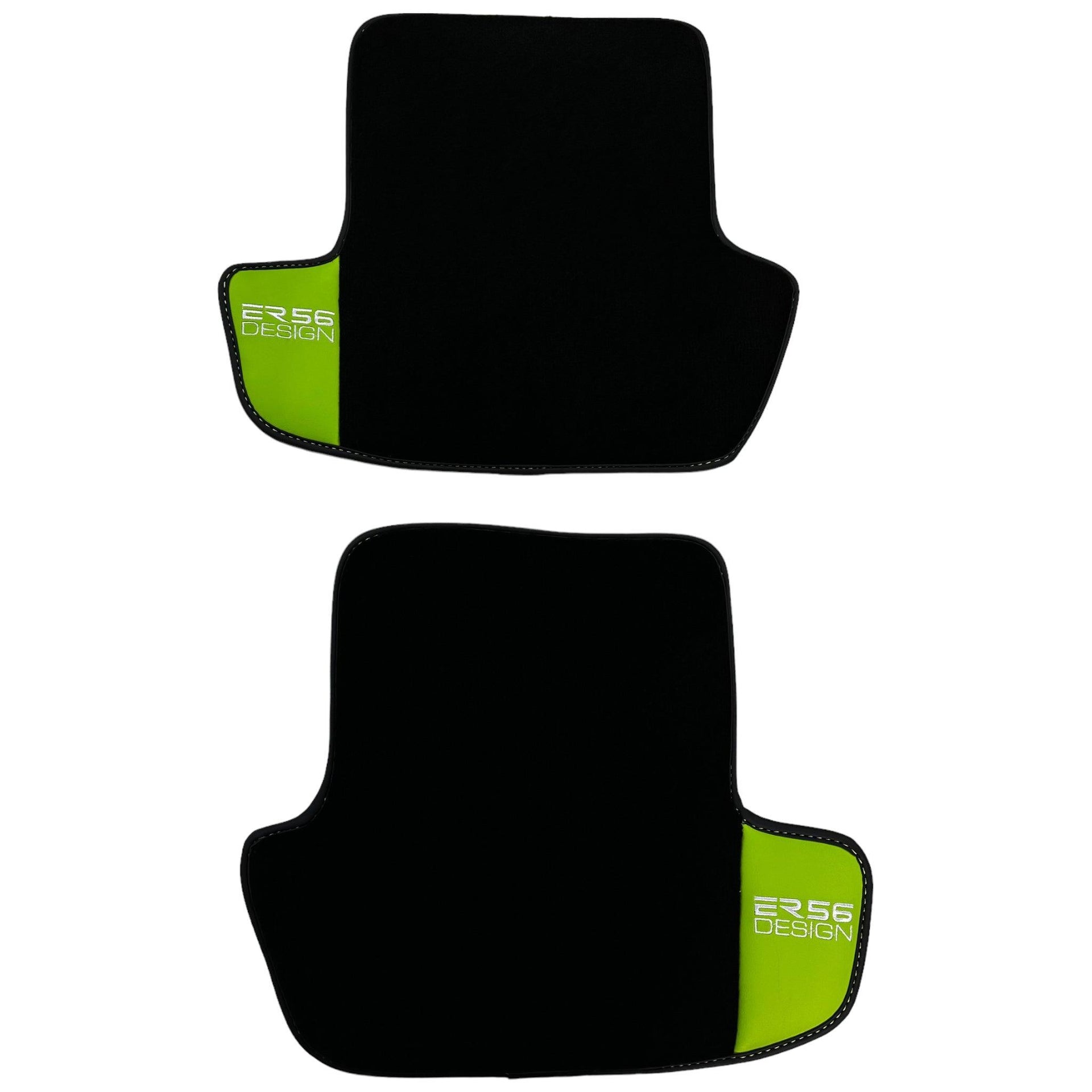 Black Floor Mats for Porsche Cayenne (2010-2018) with Green Leather ER56 Design - AutoWin