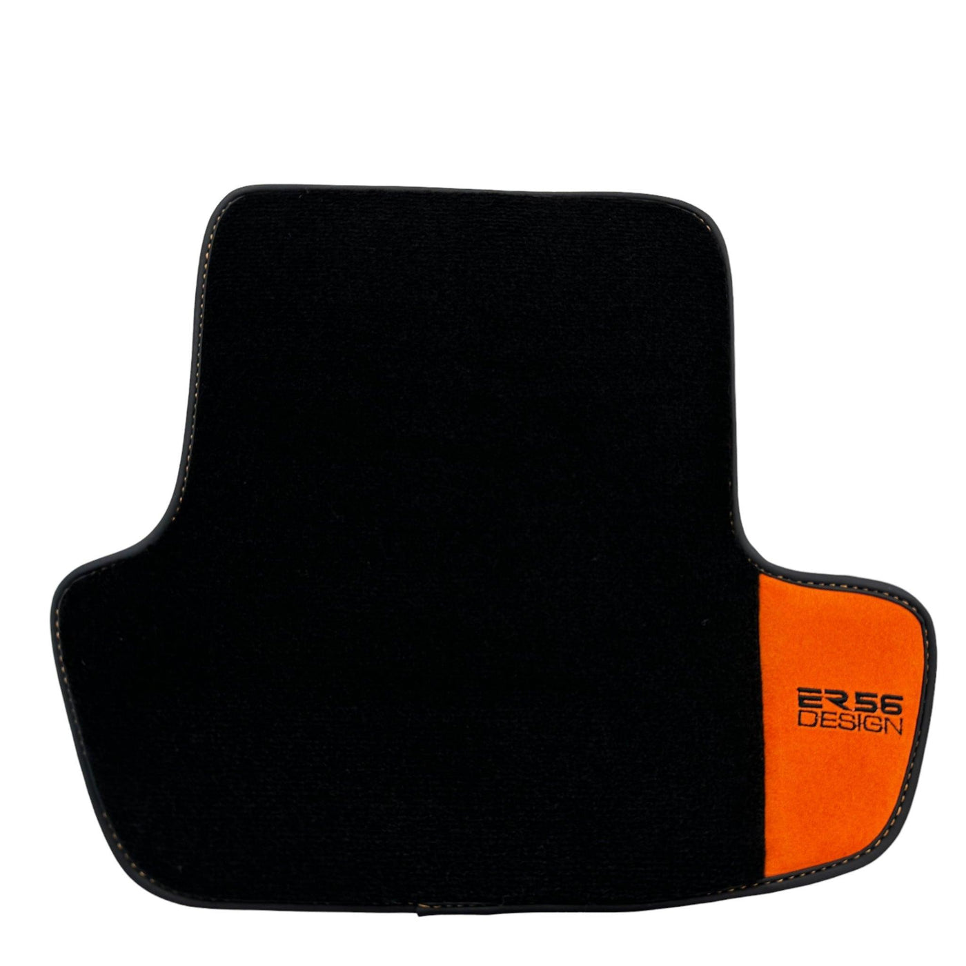 Black Floor Mats for Porsche Cayenne (2010-2018) with Orange Alcantara Leather ER56 Design - AutoWin
