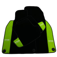 Black Floor Mats for Porsche Cayenne (2018-2023) with Green Leather ER56 Design - AutoWin