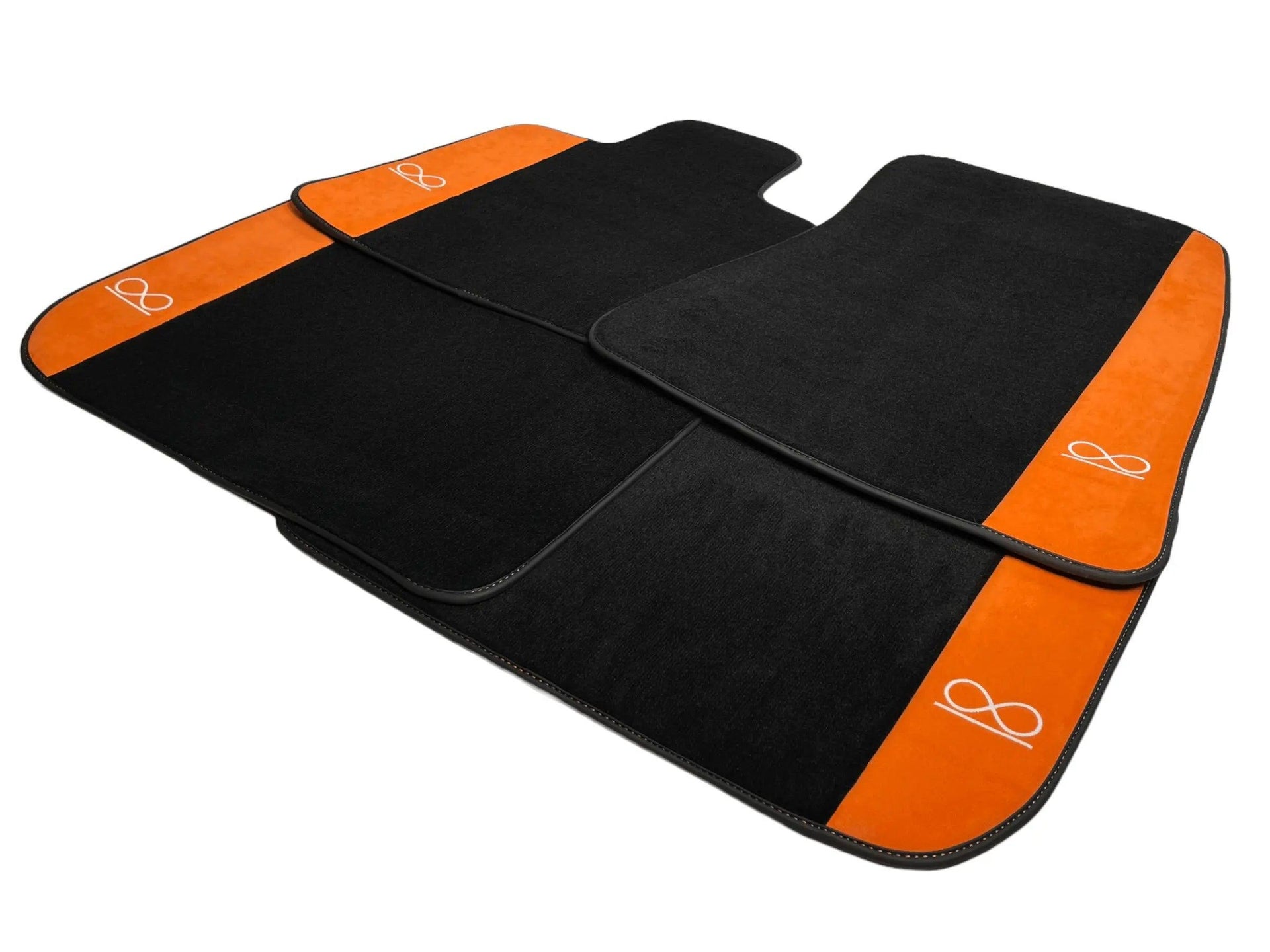 Black Floor Mats For Rolls Royce Black Badge Wraith Orange Alcantara - AutoWin