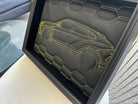 Black Leather Lamborghini Urus Inspired Wall Art: Embroidered Yellow Stitch - AutoWin