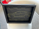 Black Leather Lamborghini Urus Inspired Wall Art: Embroidered Yellow Stitch - AutoWin