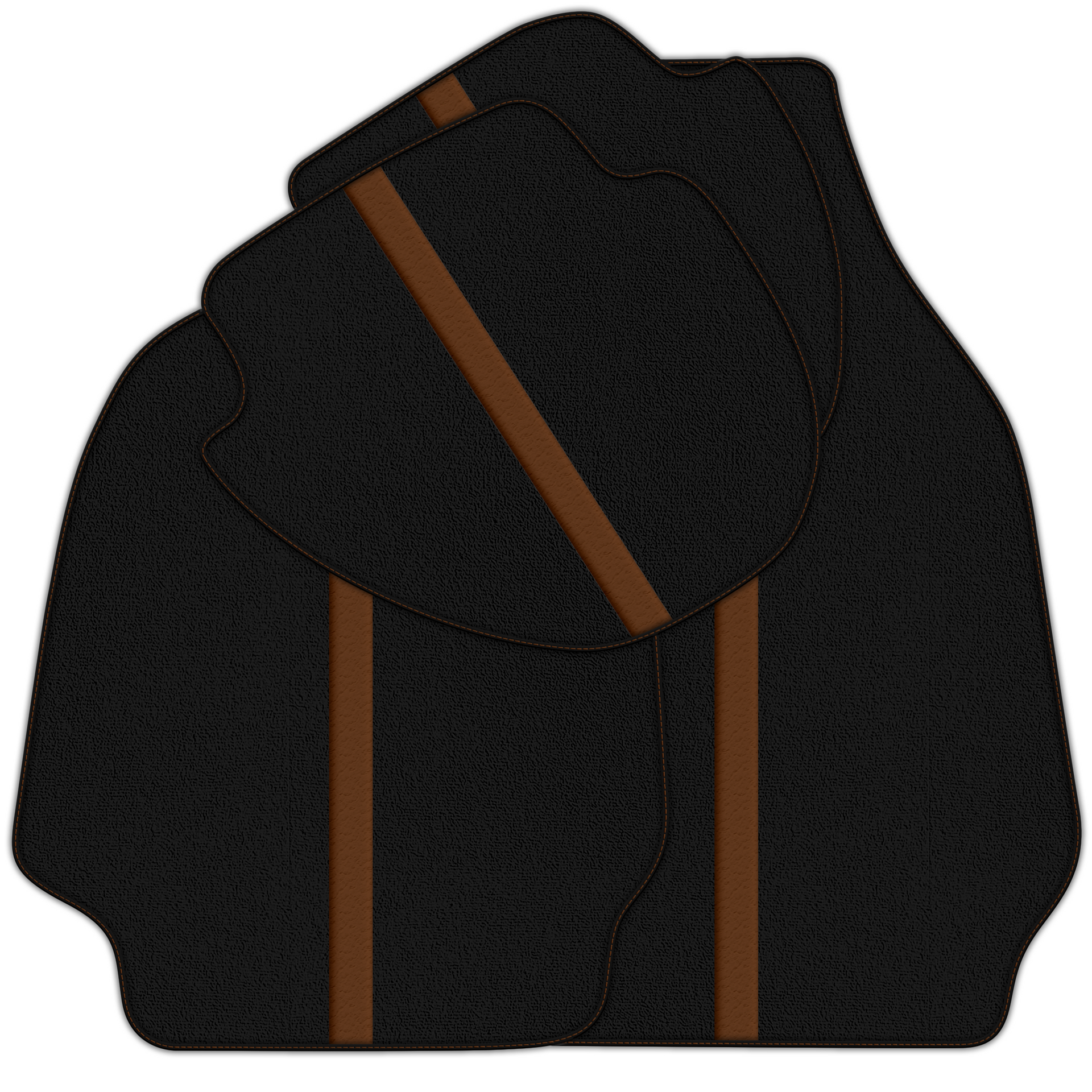 Black Floor Mats with Leather Line for Porsche Classic 911 (1963-1989) - Various Colors