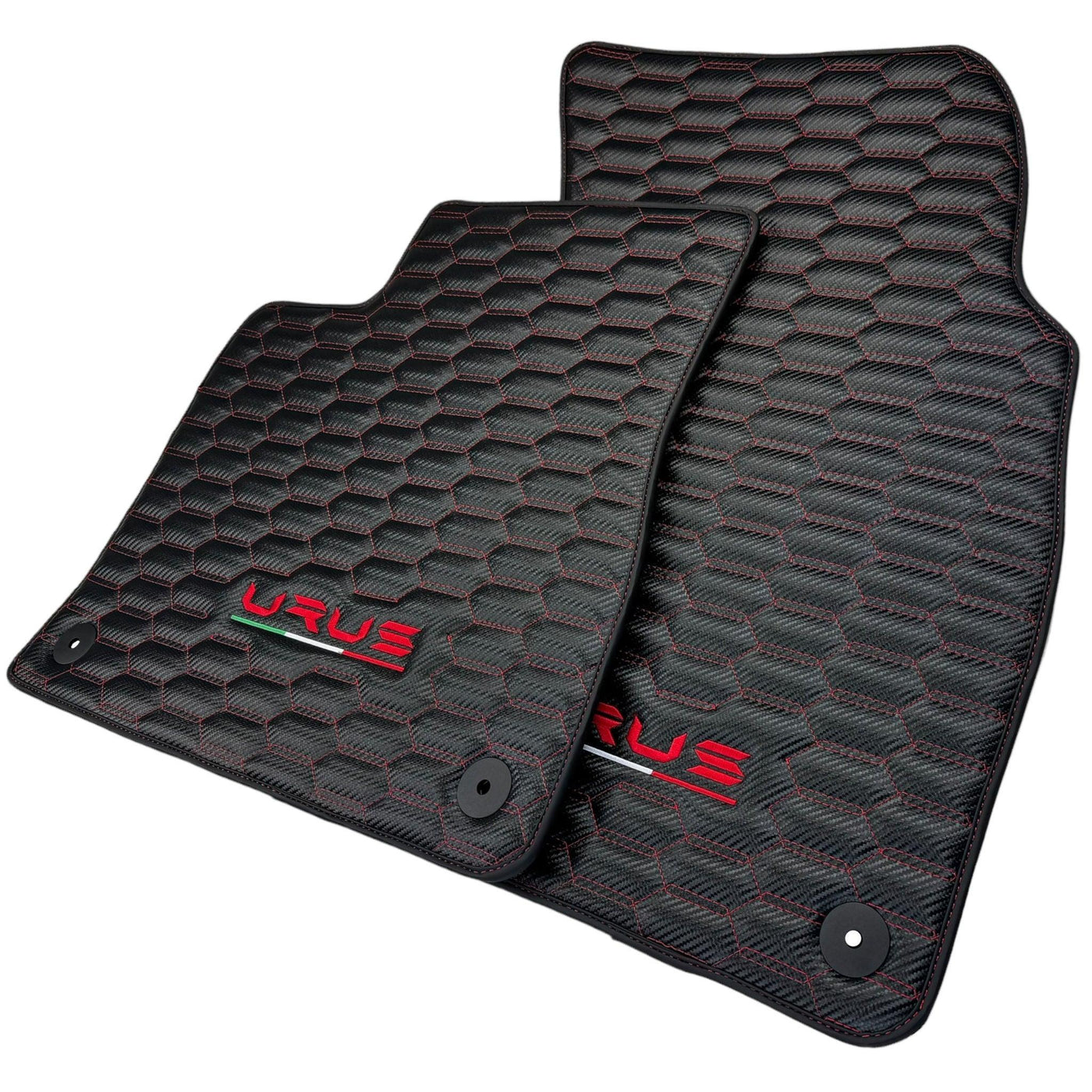 Carbon Fiber Floor Mats for Lamborghini Urus with Red Stitching - AutoWin