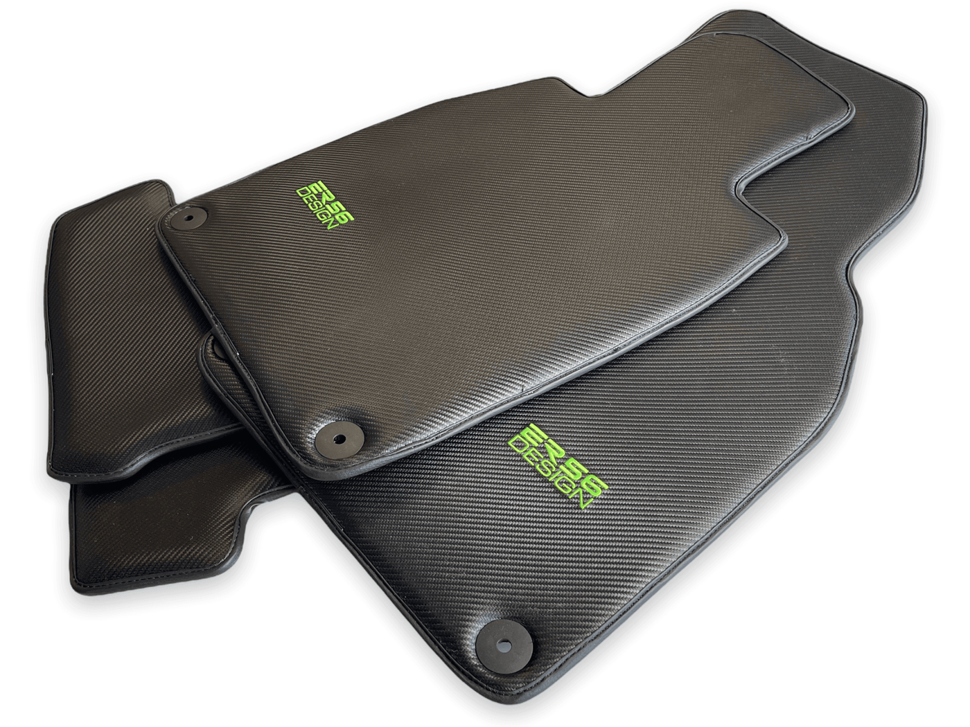 Carbon Fiber Floor Mats for Porsche Cayenne (2010-2018) Green Sewing - AutoWin