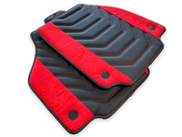 Floor Mats For Ferrari 458 Italia (2009-2015) Leather With Red Alcantara - AutoWin