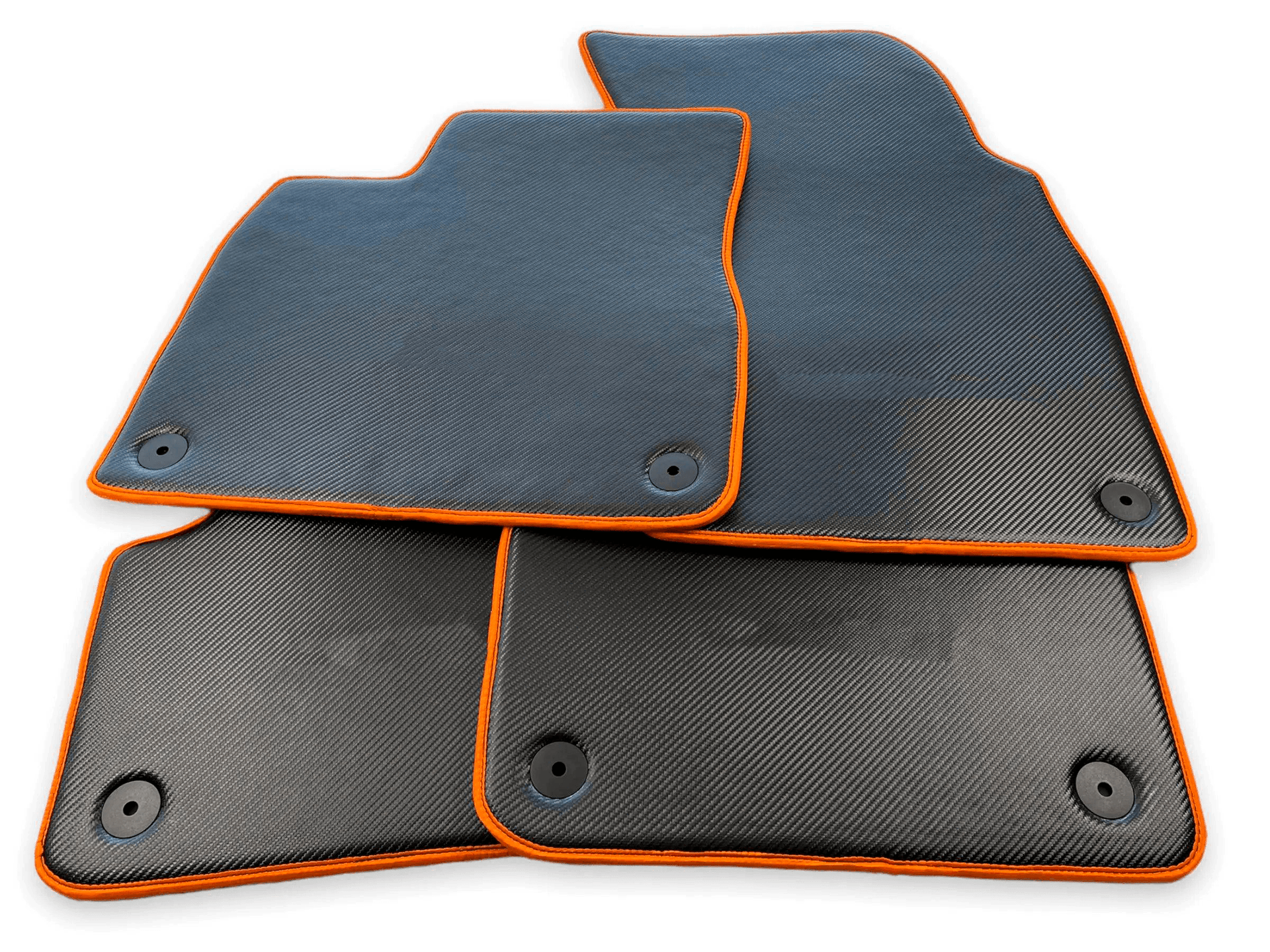 Carbon Leather Floor Mats for Lamborghini Urus with Orange Trim